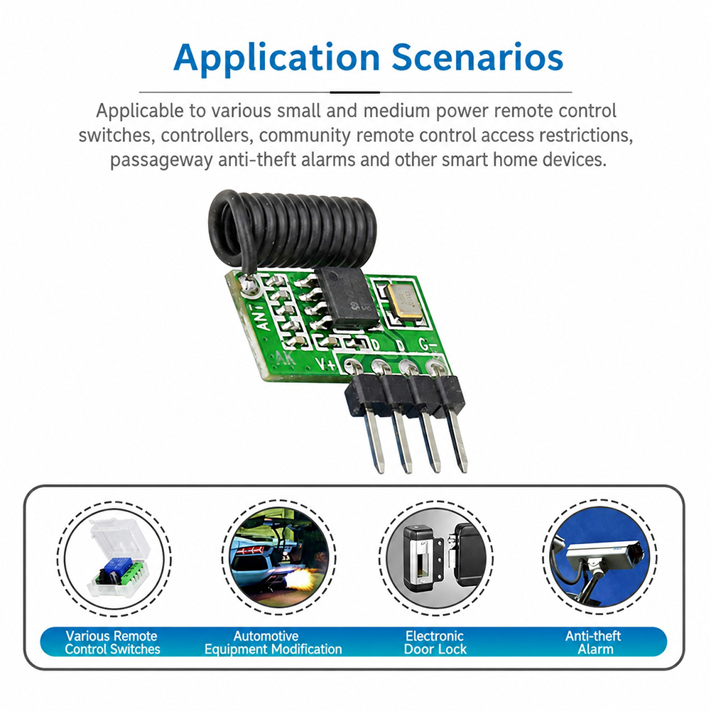 433Mhz Receiver Module - Moduł odbiornika RF superheterodynowego 315MHz/433MHz 3.3V-5.5V