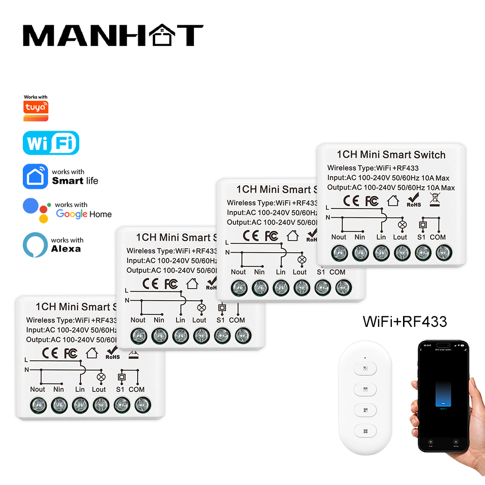 Home Automation Technology - Miniaturowy inteligentny przełącznik WIFI 10A RF433Mhz